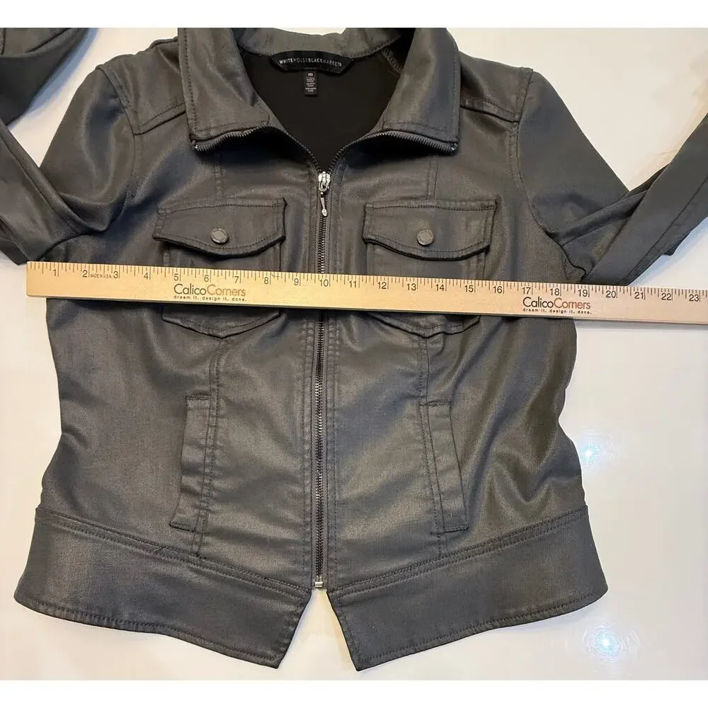 WHBM Gray Coated Denim Band Jacket Size 10 🩶✨🩶